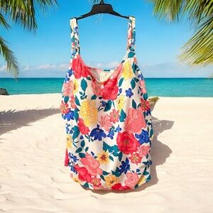 Plus Size Liz Claiborne Woman's Floral Swim Tankini Top